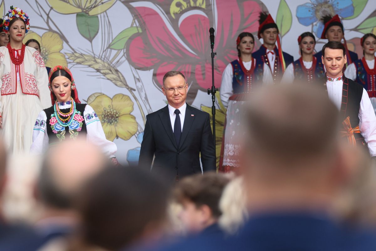 W czasie powodzi Duda na dożynkach. Wystosował apel