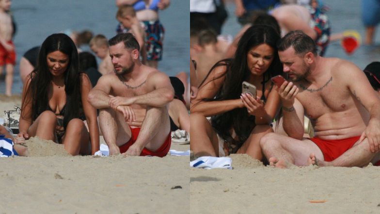 Sylwia Bomba i Grzegorz Collins na plaży