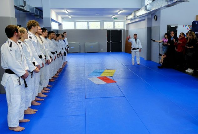 Reprezentacja Ukrainy niesłyszących w judo podczas zajęć w Lublinie (fot. Krzysztof Basiński/materiał prasowy)