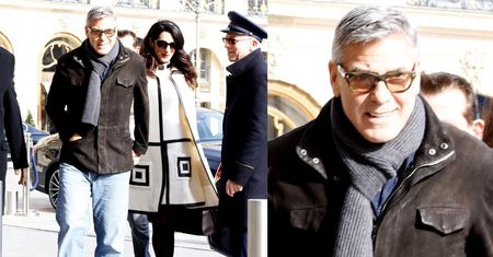 "Zakochany po raz pierwszy w życiu" Clooney i ciężarna Amal w Paryżu (ZDJĘCIA)