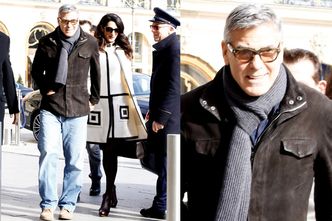 "Zakochany po raz pierwszy w życiu" Clooney i ciężarna Amal w Paryżu (ZDJĘCIA)