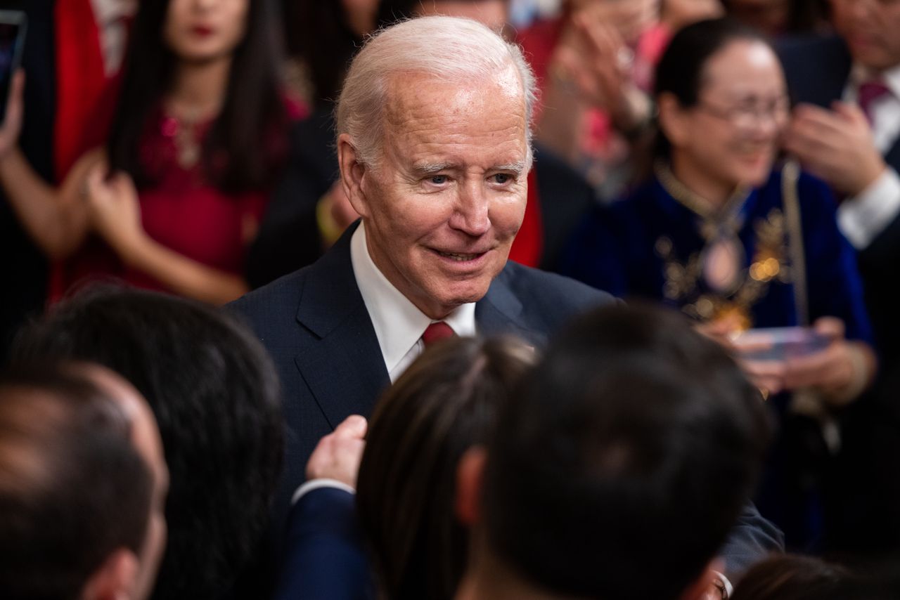 WASHINGTON, DC UNITED STATES- JANUARY 26: President Joe Biden departs a Lunar New Years celebration at the White House on January 26th, 2023 in Washington, DC. (Photo by Nathan Posner/Anadolu Agency via Getty Images)