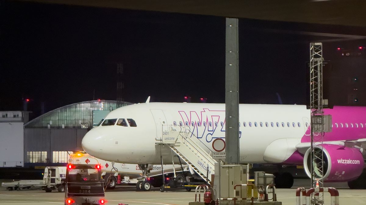 A Wizz Air aircraft is parked on the apron at Warsaw Chopin Airport in Warsaw, Poland, on January 1, 2025. (Photo by Mateusz Wlodarczyk/NurPhoto via Getty Images)