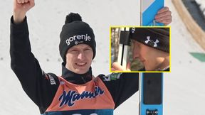 Kamery zwróciły uwagę na zachowanie zwycięzcy konkursu skoków