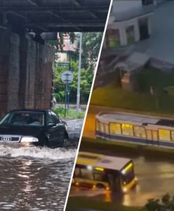 Autobusy pływały po jezdni. Ogromna ulewa we Wrocławiu