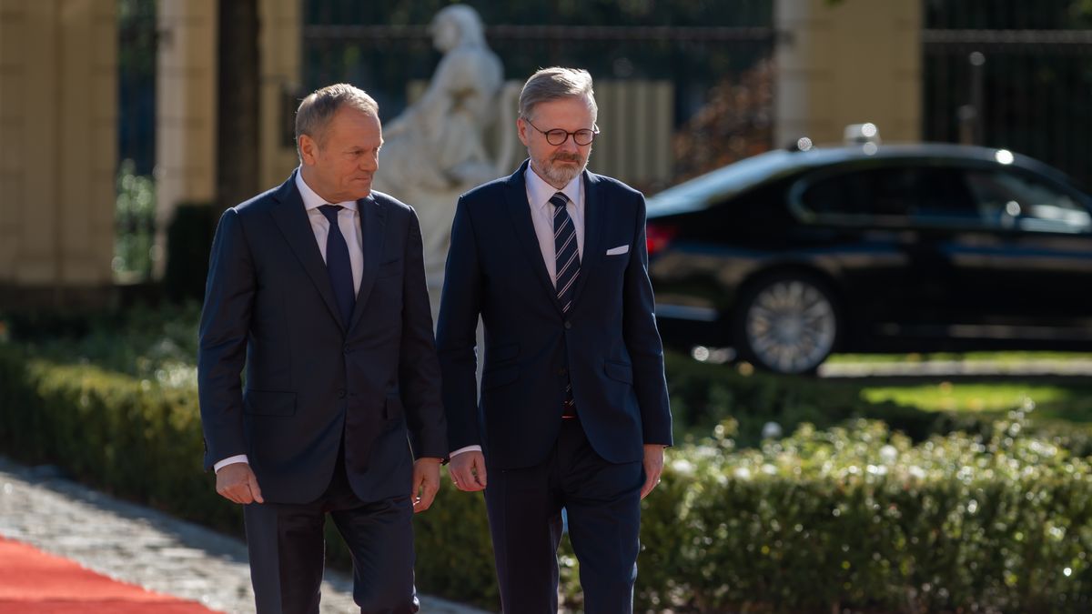 Na zdjęciu premier Polski Donald Tusk i premier Czech Petr Fiala