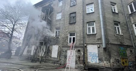Pożar pustostanu przy ulicy Kwiatka 9