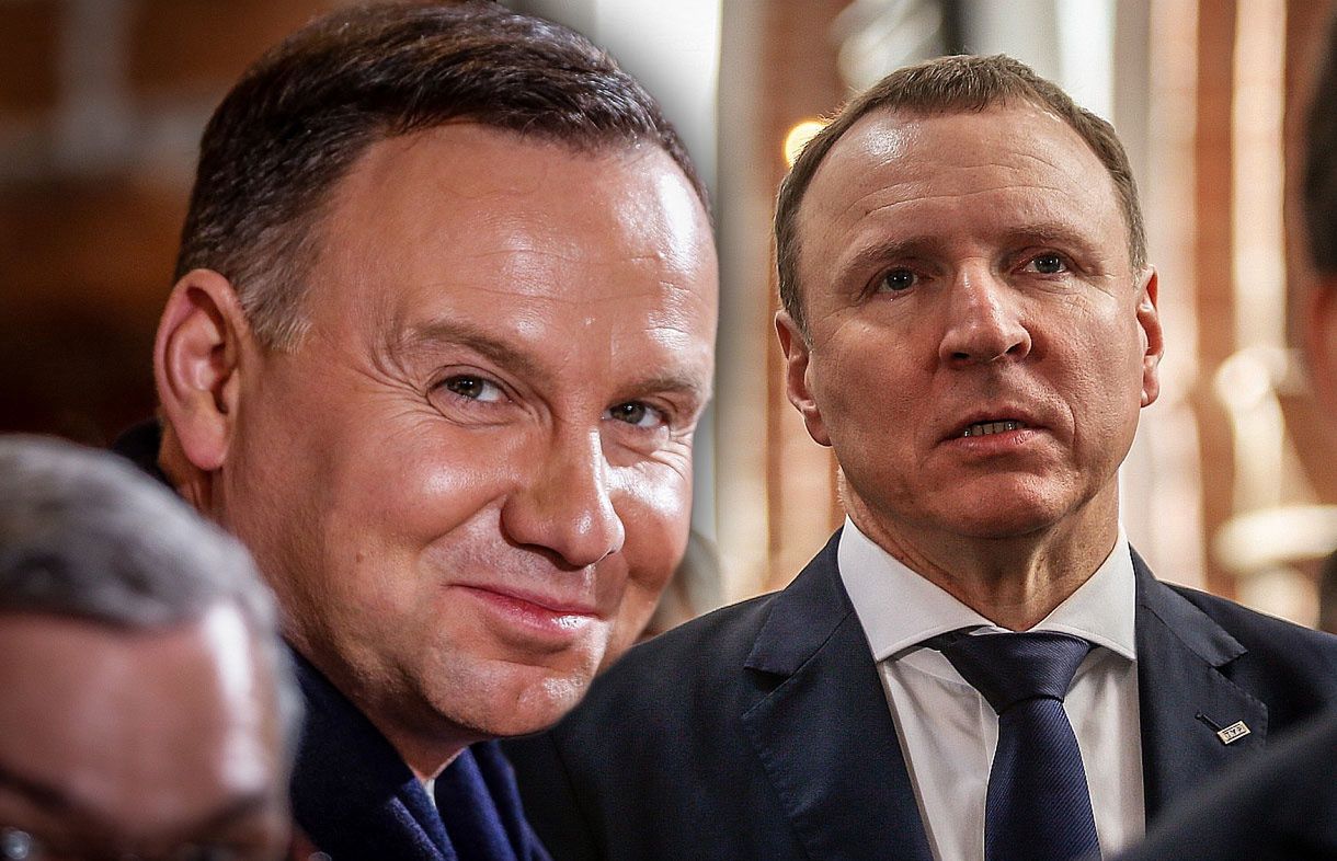 Andrzej Duda, prezydent RP oraz Jacek Kurski, członek zarządu TVP