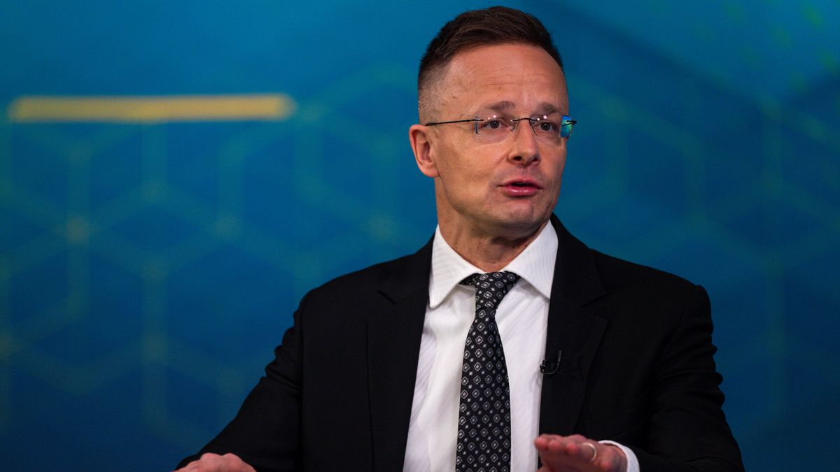 Peter Szijjarto, Hungary's foreign minister, during a Bloomberg Television interview in London, UK, on Tuesday, April 8, 2025. "We are on very good terms with the Trump administration," Szijjarto said, adding that the discussed bilateral framework has "economic elements." Photographer: Jose Sarmento Matos/Bloomberg via Getty Images