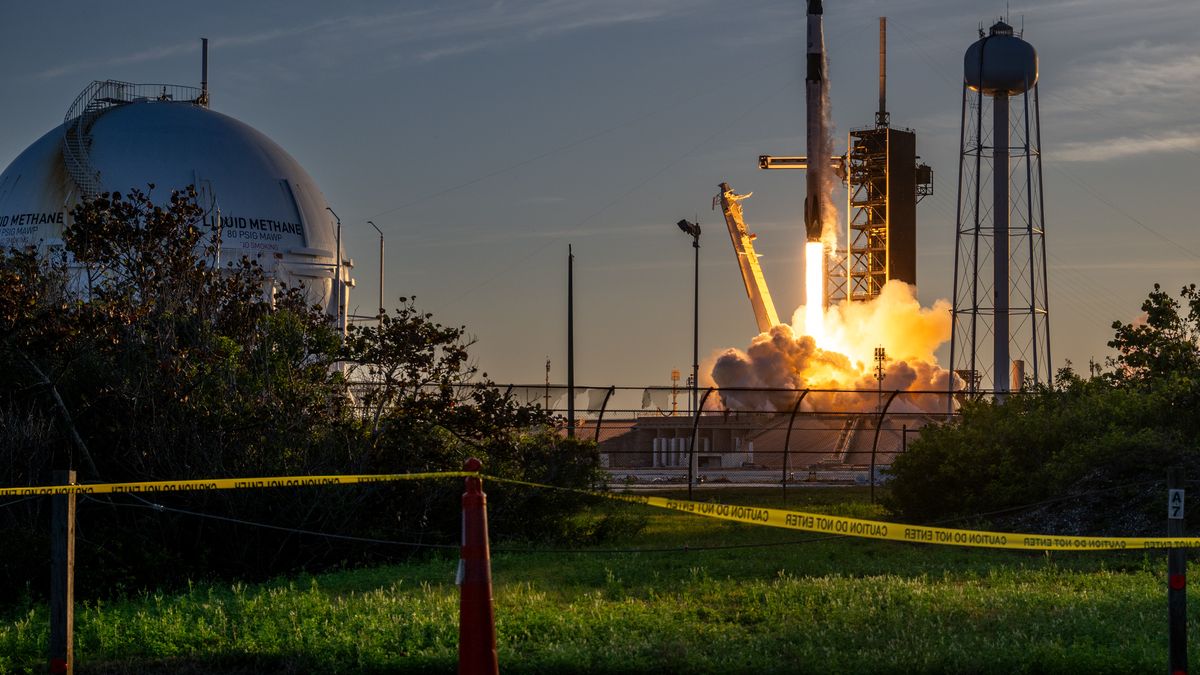 CAPE CANAVERAL, FLORIDA - MARCH 14: The SpaceX Falcon 9 rocket and Dragon spacecraft launches from the Launch Complex 39A at NASA’s Kennedy Space Center on March 14, 2025 in Cape Canaveral, Florida. The mission will be crewed by NASA astronauts commander Anne McClain, pilot Nichole Ayers, alongside mission specialists, JAXA (Japan Aerospace Exploration Agency) astronaut Takuya Onishi and Roscosmos cosmonaut Kirill Peskov.  (Photo by Brandon Bell/Getty Images)