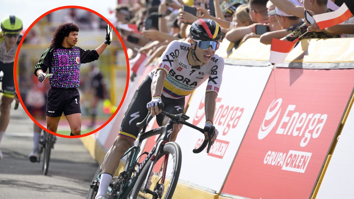 Materiały prasowe / Fot. Lang Team / PAP / Sergio (a nie Rene - w kółeczku) Higuita wygrał III etap Tour de Pologne 2022.