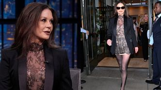 Catherine Zeta-Jones odsłania długie nogi w ultrakrótkiej mini z prześwitami