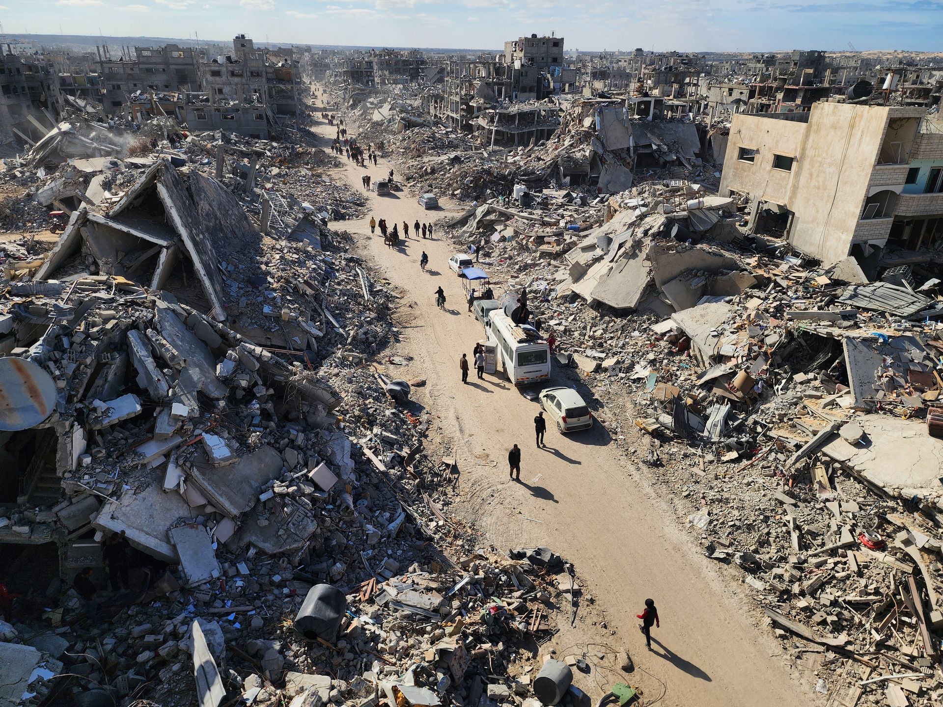 Zniszczenia w Tall as-Sultan w Rafah. Zdjęcie z 20 stycznia 2025