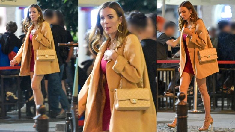 Anna Wendzikowska bawi się z przyjaciółkami na Placu Zbawiciela