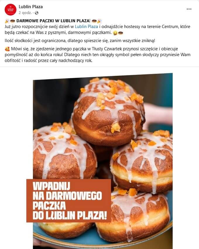 Darmowe pączki od Lublin Plaza