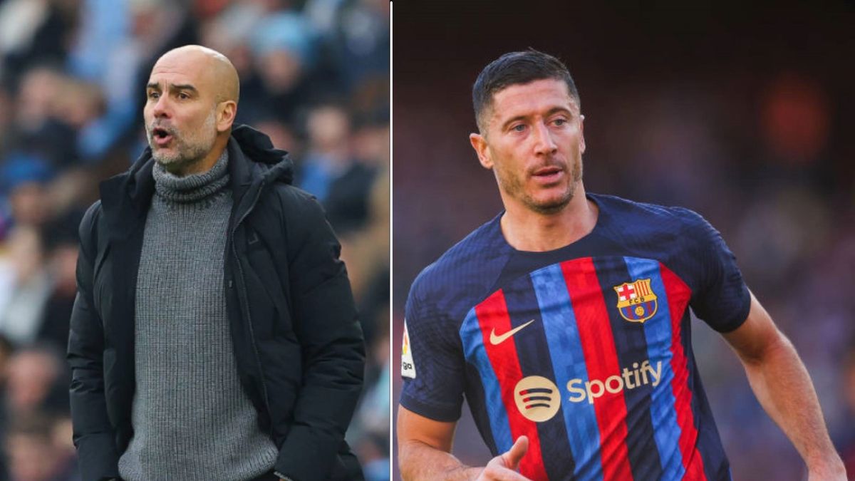 Getty Images / James Gill - Danehouse oraz Eric Alonso / Na zdjęciu: Pep Guardiola oraz Robert Lewandowski