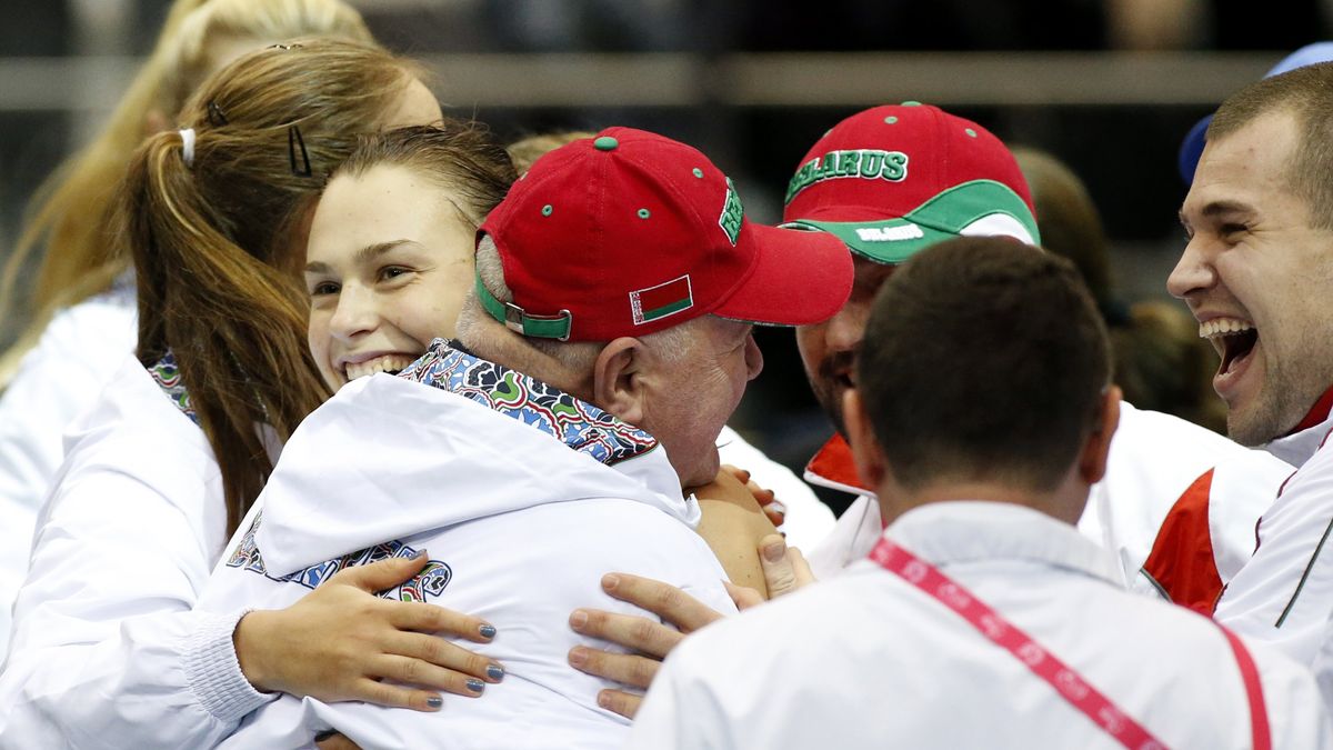 Białorusinki po zwycięstwie w meczu Pucharu Federacji