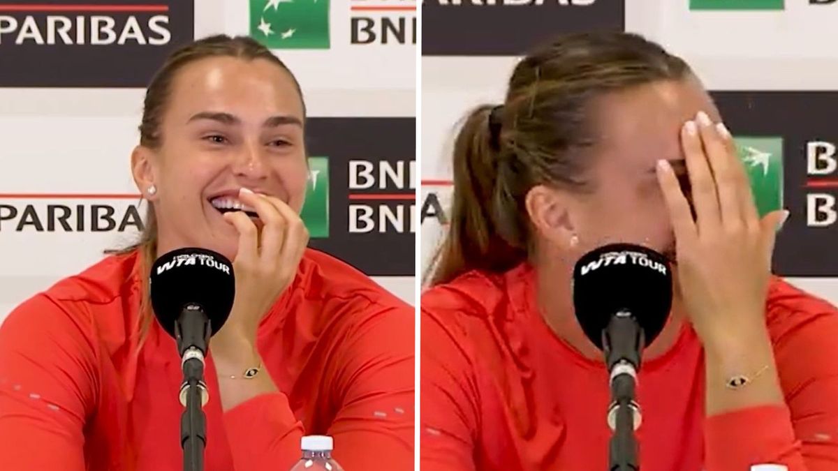 Twitter / Aryna Sabalenka na konferencji prasowej w Rzymie