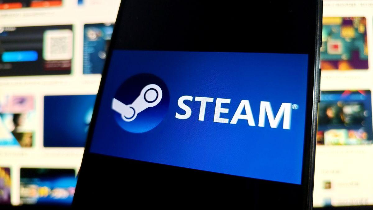 SUQIAN, CHINA - AUGUST 20: In this photo illustration, Steam logo is displayed on a mobile phone on August 20, 2024 in Suqian, Jiangsu Province of China. 'Black Myth: Wukong' was released for Steam, the Epic Games Store, WeGame, and PlayStation 5 (PS5) on August 20, 2024. (Photo by VCG/VCG via Getty Images)
