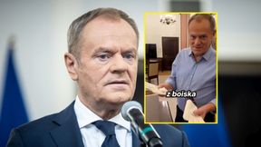 Donald Tusk w gabinecie ma rękawice bramkarskie. "Będziesz bronił polskich spraw"