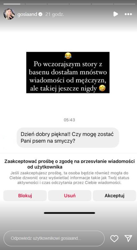 Gosia Andrzejewicz pokazała treść absurdalnej wiadomości