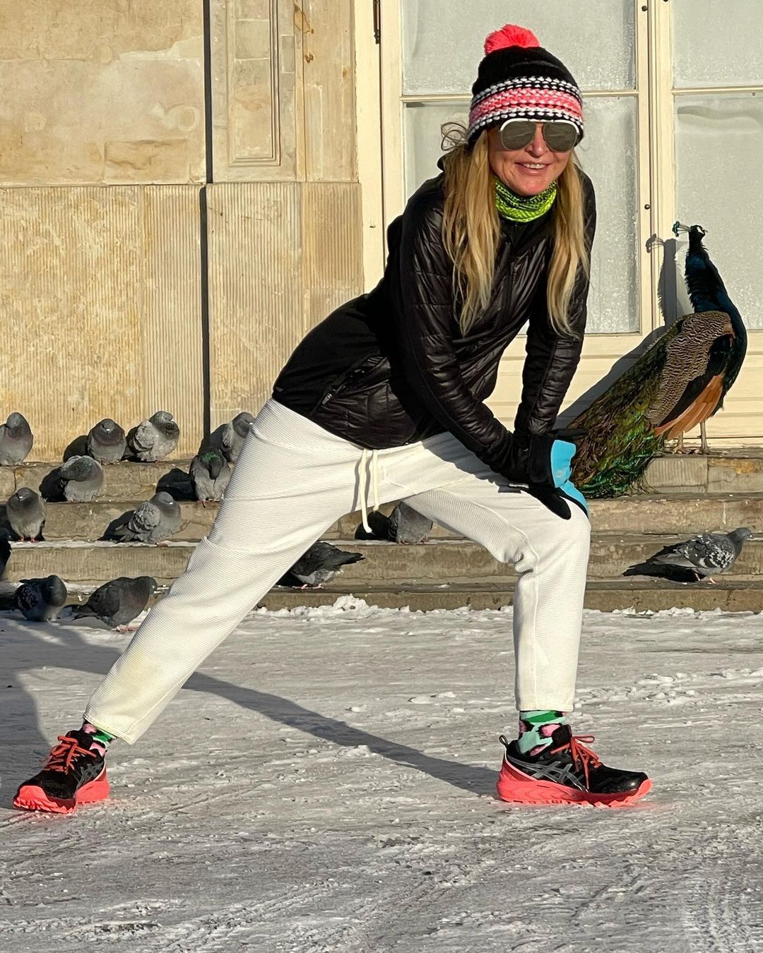 Monika Olejnik ćwiczy na mrozie