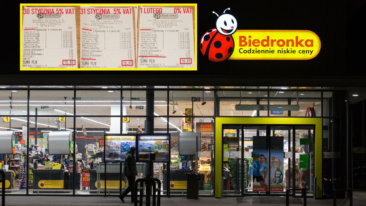 Ekonomista Rafał Mundry na przykładzie trzech paragonów z Biedronki pokazał, jak wyglądały ceny tych samych produktów dwa dni i dzień przed obniżką VAT-u oraz we wtorek, po obniżce.