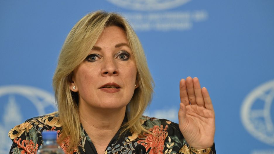 MOSCOW, RUSSIA - APRIL 04: Russian Foreign Ministry Spokesperson Maria Zakharova chairs the press conference held by Russian Children's Rights Commissioner Maria Lvova-Belova (not seen) in Moscow, Russia on April 04, 2023. The press conference held on the charge of abducting Ukrainian children to Russia as part of the investigation carried out by the International Criminal Court (ICC) on the crimes committed in Ukraine on March 18. (Photo by Sefa Karacan/Anadolu Agency via Getty Images)
