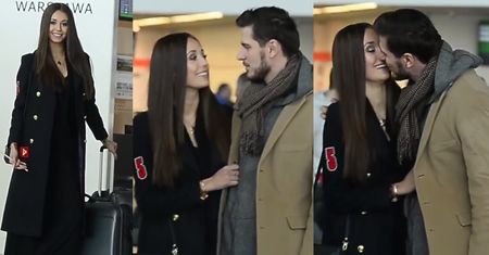 Miss Polonia żegna się z chłopakiem na lotnisku