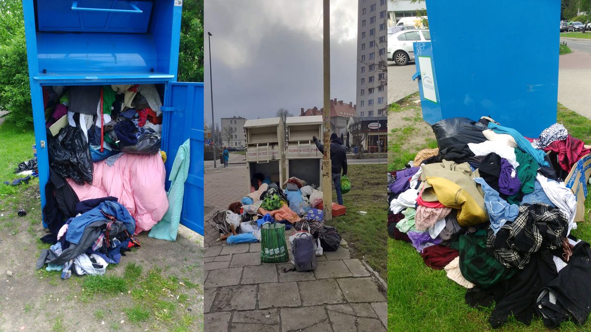 Kontenery na odzież używaną szpecą osiedla. Mieszkańcy się skarżą, ale nikt nie reaguje