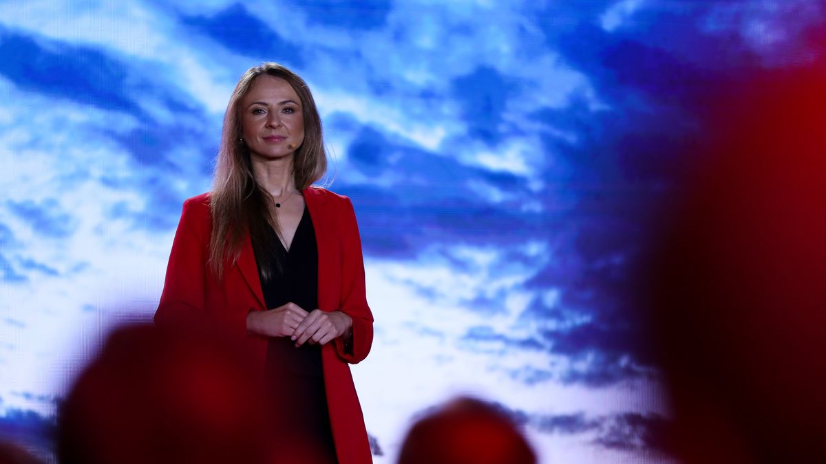 Minister Agnieszka Dziemianowicz-Bak attends the Left's convention under the slogan ''Housing is a Right, Not a Commodity'' at the Fabryczna Conference Centre in Krakow, Poland, on September 7, 2024. The Left's convention dedicated to housing takes place at the CKF13 Conference Center. During the event, the party's plans for the housing crisis in Poland are presented. The topic of social security and self-government is also raised. (Photo by Klaudia Radecka/NurPhoto via Getty Images)