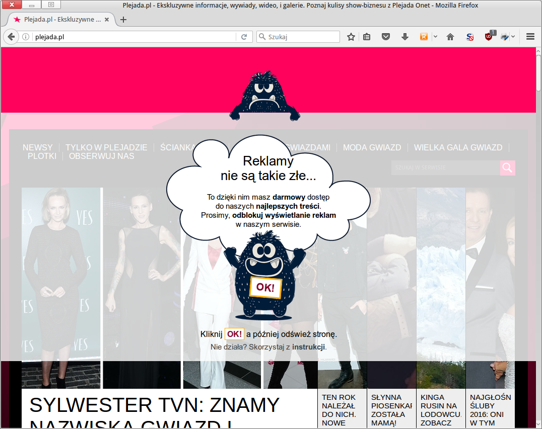 µBlock też już blokowany przez onetowy serwis