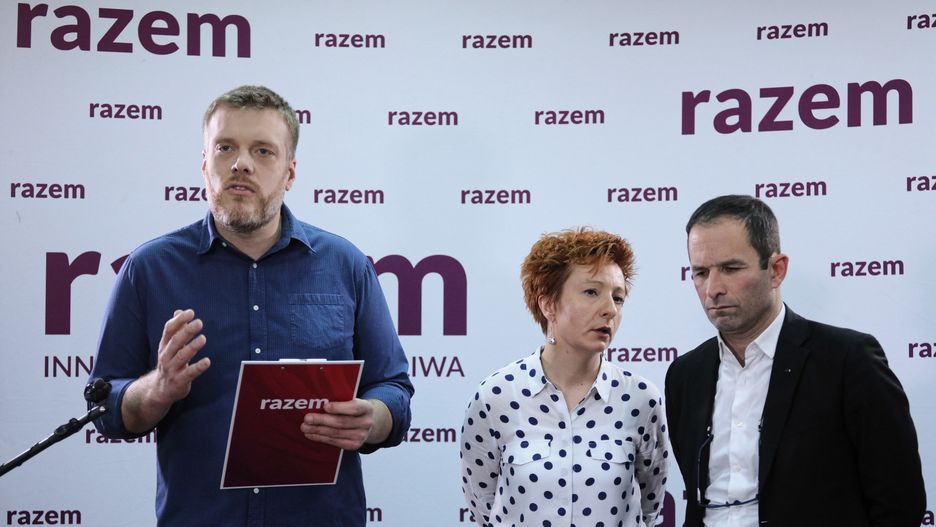 Od lewej: Adrian Zandberg, Urszula Kuczyńska, Benoit Hamon