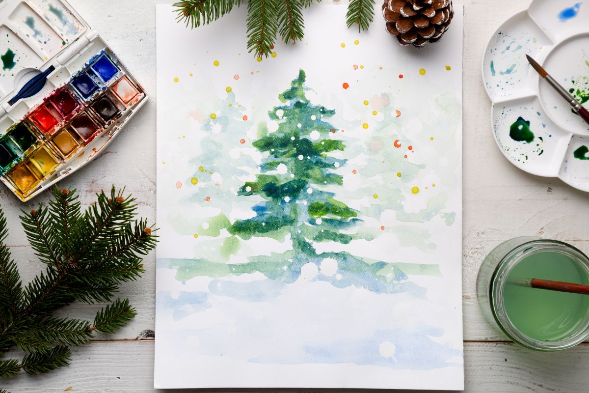 Kartki świąteczne możesz samodzielnie namalować