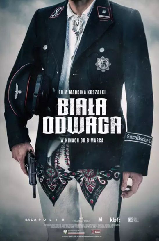 Plakat do filmu pt. "Biała odwaga" w reż. Marcina Koszałka
