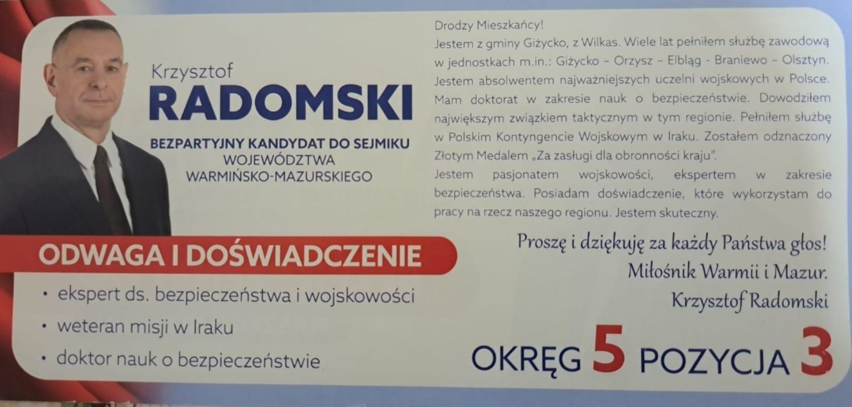 Ulotka Krzysztofa Radomskiego