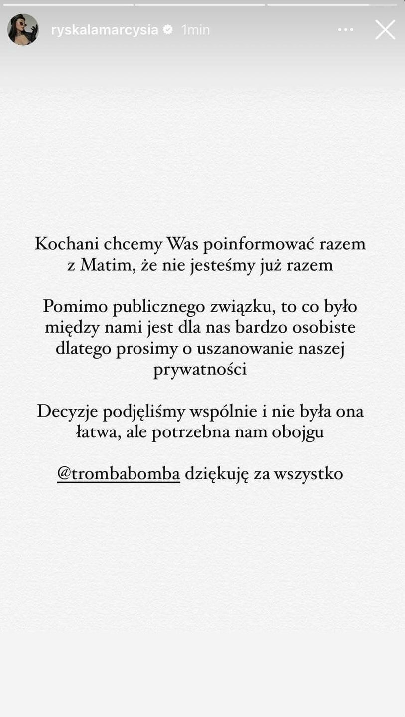 Oświadczenie o rozstaniu
