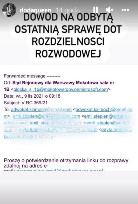 Screen z Instagrama Dody
