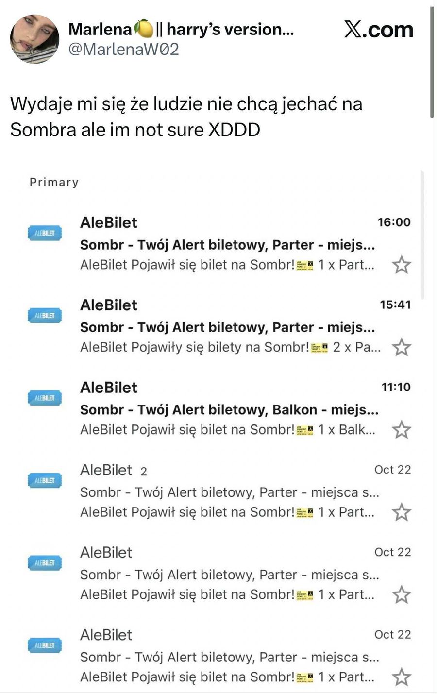 Sombr naprawdę sobie nagrabił. Fani sprzedają bilety na jego kon