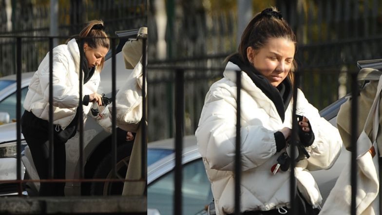 Julia Wieniawa w kurtce za 12 tysięcy drepcze do restauracji