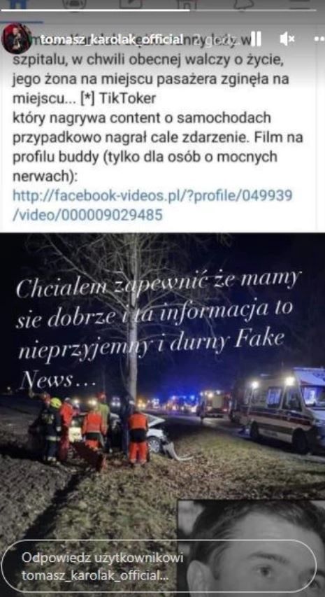 Tomasz Karolak komentuje fake newsa