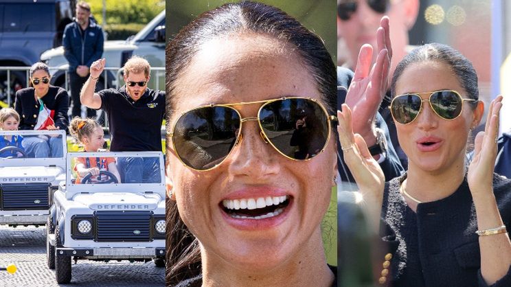Meghan Markle szczerzy zęby przed kamerami Netfliksa na zawodach sportowych
