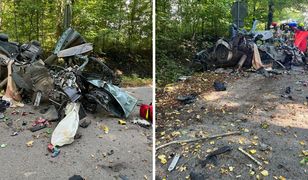 Tragedia pod Bartoszycami. Roztrzaskane audi, nie żyje 27-latek