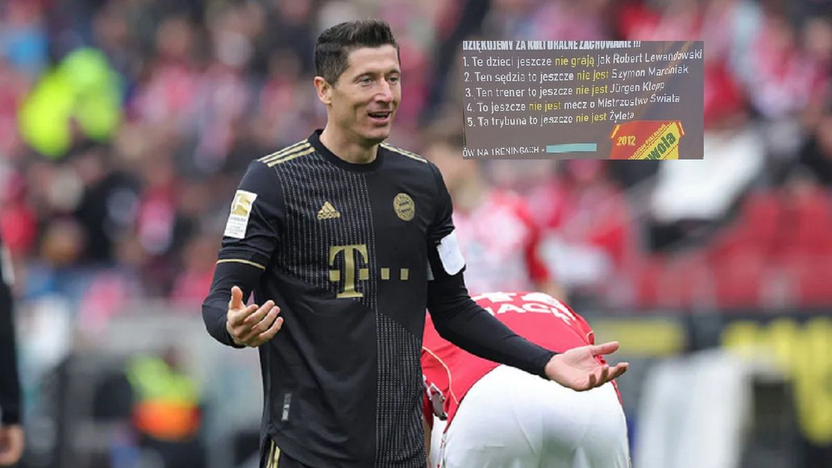 Robert Lewandowski i baner FC Lesznowola