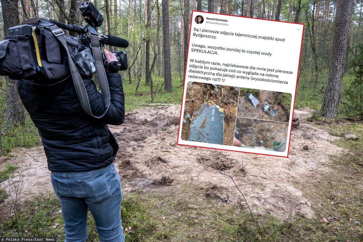 Okolice Zamościa pod Bydgoszczą. Nieopodal osady Podlaski w lesie znaleziony został przedmiot przypominający rakietę