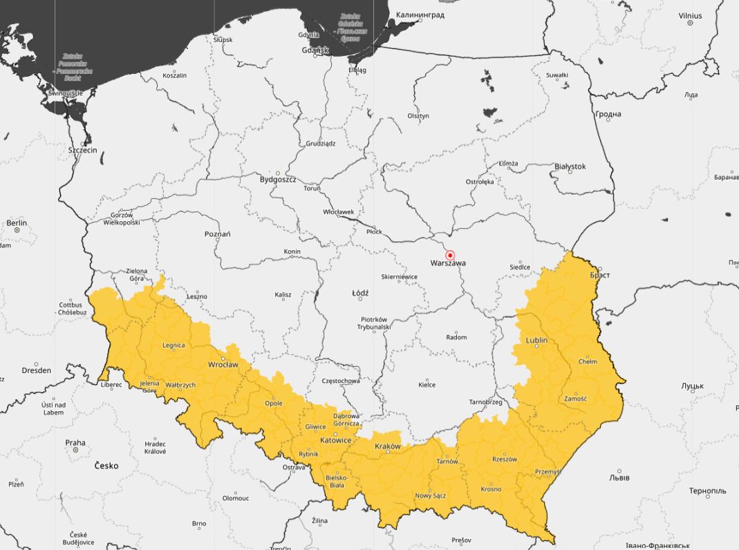 Ostrzeżenia IMGW przed opadami śniegu i marznącego deszczu