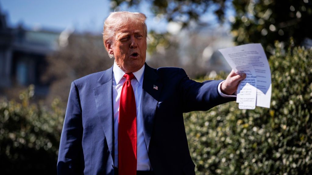 Trump Says He's Going To Buy A Tesla As Shares Slump
US President Donald Trump speaks to members of the media while looking at Tesla vehicles on the South Lawn of the White House in Washington, DC, US, on Tuesday, March 11, 2025. Trump said he'll buy a new Tesla to support Elon Musk, after shares of the electric-car maker had their worst day in four years amid a growing backlash over Musk's political allegiances. Photographer: Samuel Corum/Sipa/Bloomberg via Getty Images
Bloomberg
vehicles, automotive, transportation and logistics, 2025uspolitics, north american, ev, vehicle, united states of america, americas, city transport, autos, cars, automobiles, automobile, electric vehicles, u.s.a., american, u.s. government, evs, auto, us, industries, government news, business news
