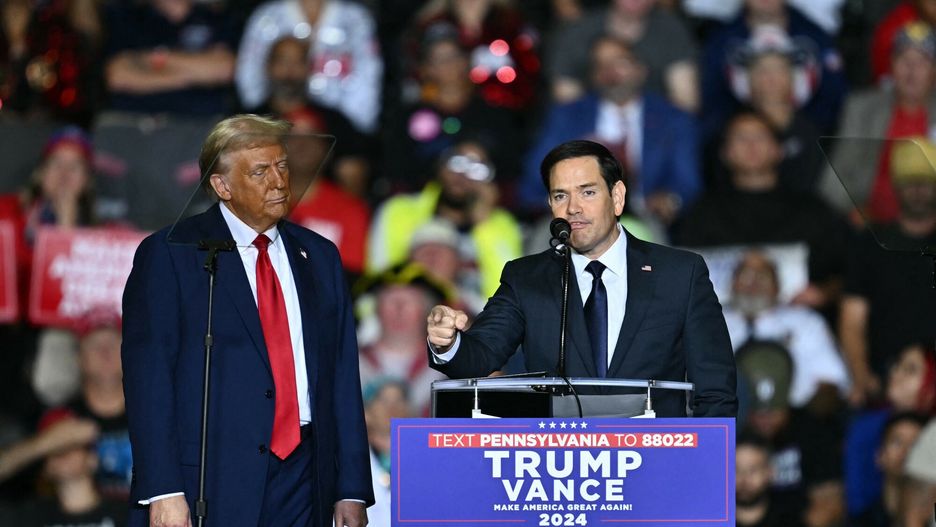 Temporary
(FILES) (FILES) US Senator Marco Rubio, Republican of Florida, speaks next to former US President and Republican presidential candidate Donald Trump during a campaign rally at the PPL Center in Allentown, Pennsylvania, on October 29, 2024. Donald Trump on November 13, 2024 nominated Florida senator and outspoken China hawk Marco Rubio for secretary of state. Trump said in a statement that Rubio is "a very powerful Voice for Freedom" and "a fearless Warrior who will never back down to our adversaries." (Photo by ANGELA WEISS / AFP)
ANGELA WEISS