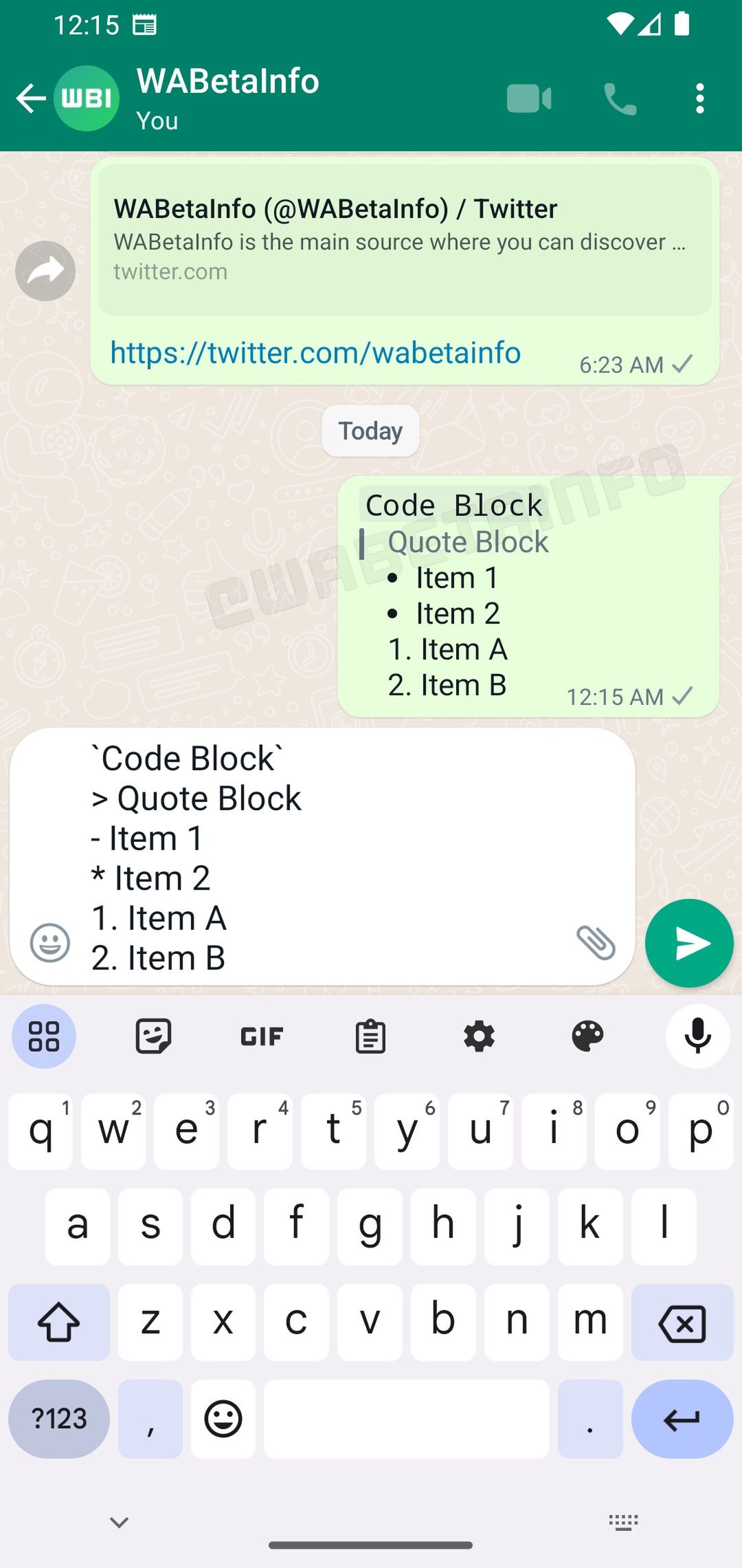 Formatowanie tekstu w WhatsAppie
