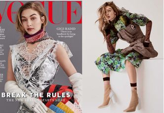 Gigi Hadid owinięta folią aluminiową na okładce "Vogue'a"